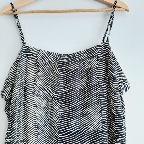 JOE FRESH | Peplum Spaghetti Strap Tank Top B&W Abstract Animal Pattern Sz 1X - Picture 3 of 13